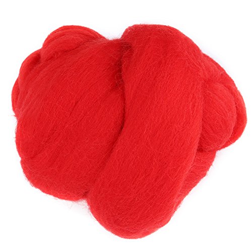 55g Filzwolle, Wolle Roving Schurwolle Garn Roving Märchenwolle Superweiche Hand Spinnen DIY Handwerk Materialien(rot) von Hztyyier