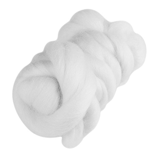 55g Filzwolle, Wolle Roving Schurwolle Garn Roving Märchenwolle Superweiche Hand Spinnen DIY Handwerk Materialien(Weiß) von Hztyyier