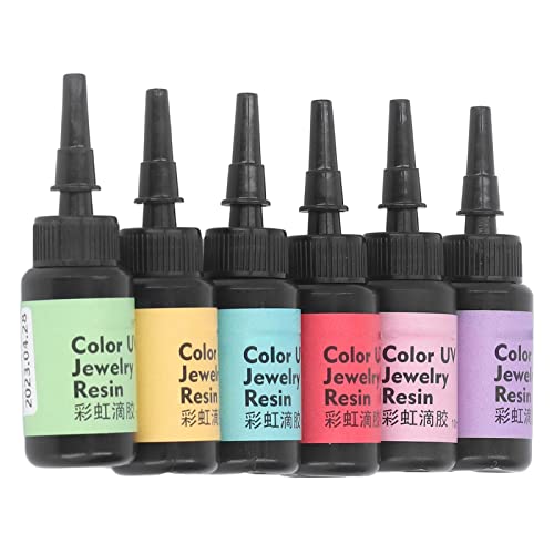 Hztyyier 6 Stück UV-Epoxidharz, 10 Ml UV-Harz in Lebendiger Farbe für DIY-Schmuckprojekte DIY-Anfänger Anfänger (Set A (Chartreuse, Hellblau, Blasslila,) von Hztyyier