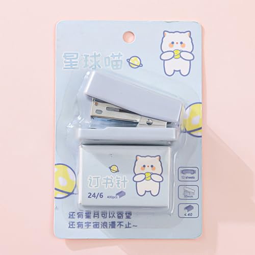 Hztyyier Cartoon Niedlicher Stapler Effiziente Bindung für Büroschule, Langlebige und Zuverlässige Kunststoff + Metall -Set (BLUE) von Hztyyier
