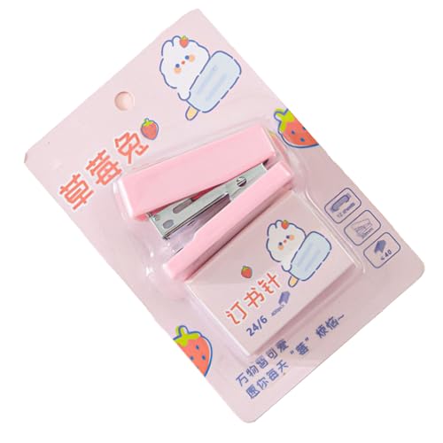 Hztyyier Cartoon Niedlicher Stapler Effiziente Bindung für Büroschule, Langlebige und Zuverlässige Kunststoff + Metall -Set (PINK) von Hztyyier