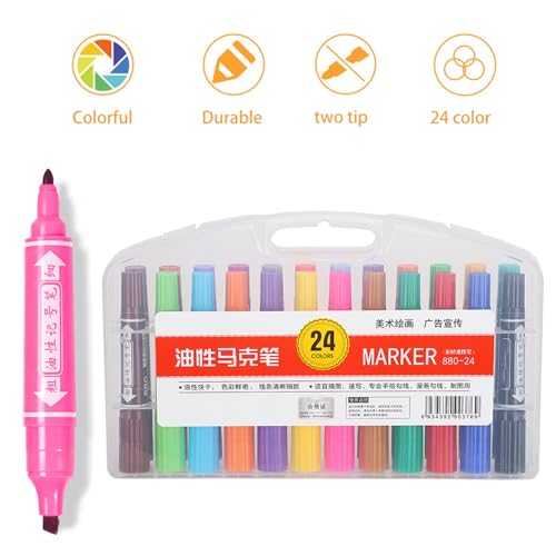 Hztyyier Double Tipp Oil Marker Delicate Lines Kunstwerkzeug Zum Zeichnen und Skizzieren, 880-24 Farben Stift für die Begrüßungskarte (880-24 Farben) von Hztyyier