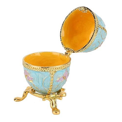 Hztyyier Ei Schmuckschatulle, 2 Zoll Vintage emailliert hellblau Ei für Schmuck Schmuck Halter Box oder Hauptdekoration von Hztyyier