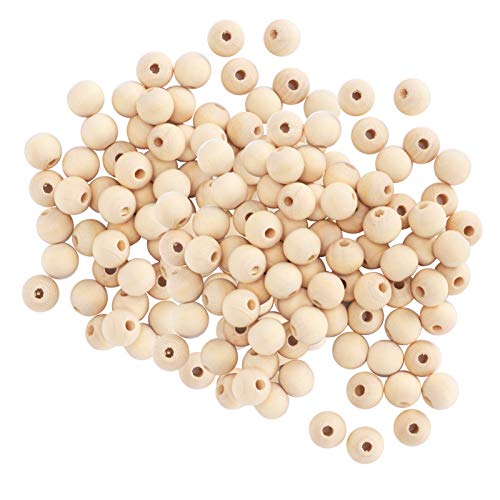 Hztyyier Handgefertigte Schmuckmaterialien Holzperlen Rustikal Country Rund Lose 5 Pack 300 PCs für Heim- und Partydekorationen (12mm-80Stk) von Hztyyier