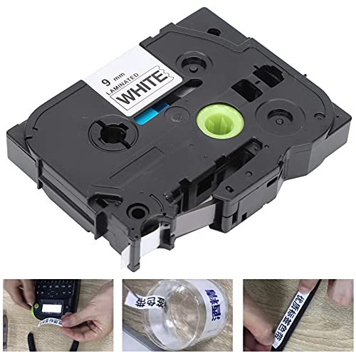 Hztyyier Laminiertes Etikettband Langlebig Schwarz auf Weißes 9mm-Tintenfarbe für Bruder Etikett Drucker PT-E100/PT-H100/PT-1010/PT-D210 für den Bürogebrauch von Hztyyier