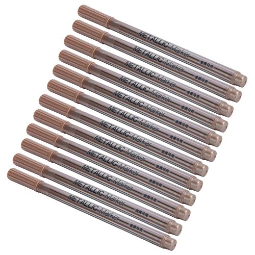 Hztyyier Metallic Marker Stift Set Feiner Punkt Permanent Tintenkunstzubehör Zum Zeichnen von Malerei Schreiben, Erwachsene Basteln 12pcs/Box (Lila Kupfer) von Hztyyier
