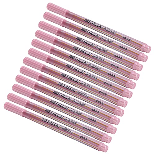 Hztyyier Metallic Marker Stift Set Feiner Punkt Permanent Tintenkunstzubehör Zum Zeichnen von Malerei Schreiben, Erwachsene Basteln 12pcs/Box (Rot) von Hztyyier