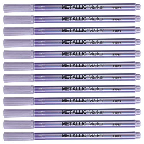 Hztyyier Metallic Marker Stift Set Feiner Punkt Permanent Tintenkunstzubehör Zum Zeichnen von Malerei Schreiben, Erwachsene Basteln 12pcs/Box (violett) von Hztyyier