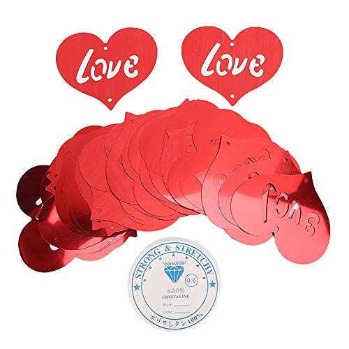 Hztyyier Red Heart Confetti 100pcs Langlebiger Kunststoff für die Hochzeitsfeier Valentinstagdekoration (Liebe rot) von Hztyyier