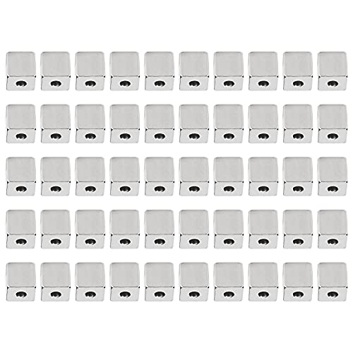 Hztyyier Resistente Quadratische Edelstahlperlen für Armband Make 50pcs 6x6x2mm Stahlfarbhandwerk Vorräte von Hztyyier