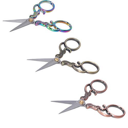 Hztyyier Retro Stickerei Schere mit Quasten für DIY -Nähen Schneiderfahrzeug für Sammler Edelstahl Zinklegierung Bronze+Messing+Farbe Ti für Stick- und Handwerksliebhaber von Hztyyier