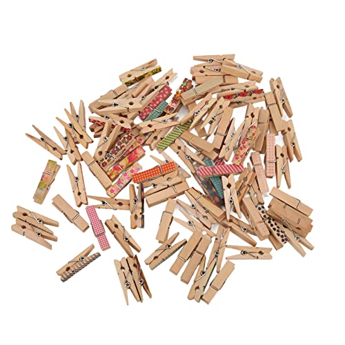 Hztyyier Schima Superba Holz Bemalte Wäscheklammer 100pcs Mode Abnehmbare Mini -Clips für Wohnkultur- und Schulprojekte von Hztyyier