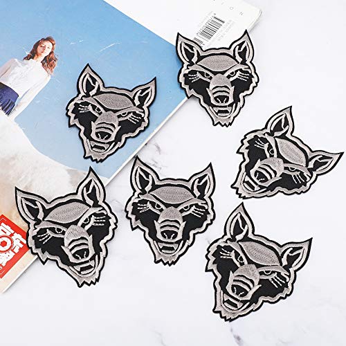Hztyyier Set von 6 Niedlichen Wolf -Kopftuchflecken für DIY -Kleidung Reparatur und Verzierung für Alle Altersgruppen (Grauer Wolfkopf) von Hztyyier