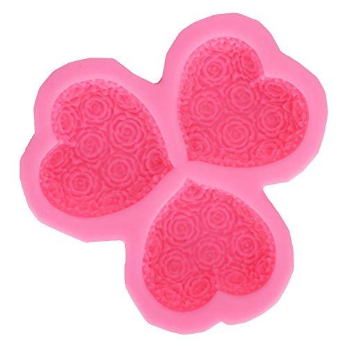 Hztyyier Silikonform Pink Rose Blume Herzförmige Schokoladen Fondantform für die Kuchendekoration von Hztyyier