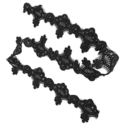 Hztyyier Sticked Perlen Lace Ribbon für Hochzeitdekoration 1 Yard Nähkleidung Accessoires (BLACK) von Hztyyier