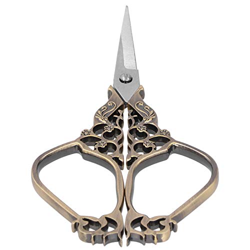 Hztyyier Stickerei Vintage Scissors für DIY -Nähwerkzeuge, Kleine und Leichte Schere für die Kollektion von Seemann und Antiquitäten, Klassisches Pflaumendesign (Bronze) von Hztyyier