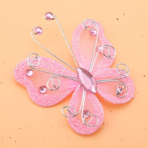 Hztyyier Weißer Netzdraht Glitzer Schmetterling Hochzeitsfeier Kleidungsdekoration DIY -Vorräte für Kleidung, Hochzeit oder Andere Festivals (PINK) von Hztyyier