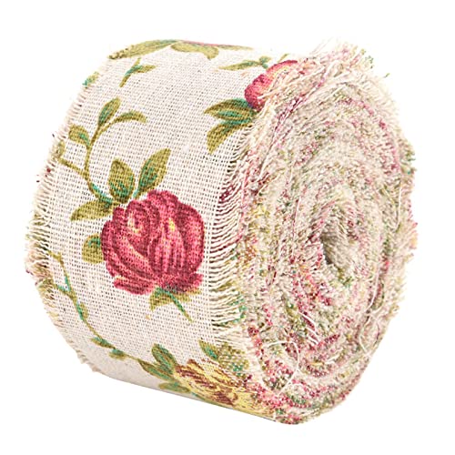Jute Spitzenband, Sackleinen Craft Ribbon Roll Rose Blume Gedruckt Band Gurtband Jute Band für Hochzeit, L:10m. W: 5cm von Hztyyier