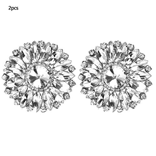 Kristall Applique Aufnähen Patch 2 Stück Glas Kristall Faux Perle Versch önerung mit Hochwertigen Steinen für Kleidung Schuhe Tasche Brautkleid (01 runde Augenblume Diamantblume) von Hztyyier