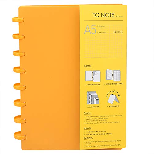 Loose Leaf Journal Notebook tragbare A5 Spiralblock Binder nachfüllbar Briefpapier Notebook Office Schulbedarf(Orange Block) von Hztyyier