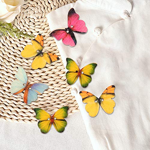 Präzise Schmetterlingsform -Holzknöpfe Ideal für DIY -Kunsthandwerk 100pcs Holznähte für Scrapbooking Dekor, Gemischte Farbe 21 X 27 Mm, Beste für Partydekorationen und Handgefertigte Button von Hztyyier
