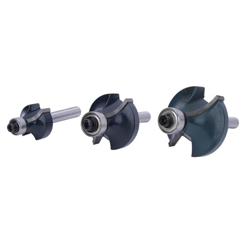 Professionelle 3PCS -Ecke um Router Bit Holzbearbeitungsschneider mit Lager für Holztürrahmen, Schrank, Box 1/4 Zoll Shank Carpenter Tool von Hztyyier
