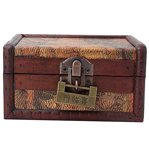 Schatztruhe mit Schloss, Vintage Schmuckschatulle Holz Aufbewahrungskoffer Halskette Aufbewahrungsbox Container Halter Home Decor von Hztyyier