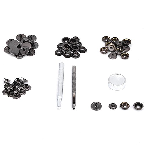 Snap Fasteners Kit Druckknöpfe Metall Druckknopf Druckknöpfe mit 3 Stück Fixierwerkzeugen Kleidung Druckknöpfe Kit für dünne Lederjacken Jeans Armband Taschen(schwarzer ) von Hztyyier