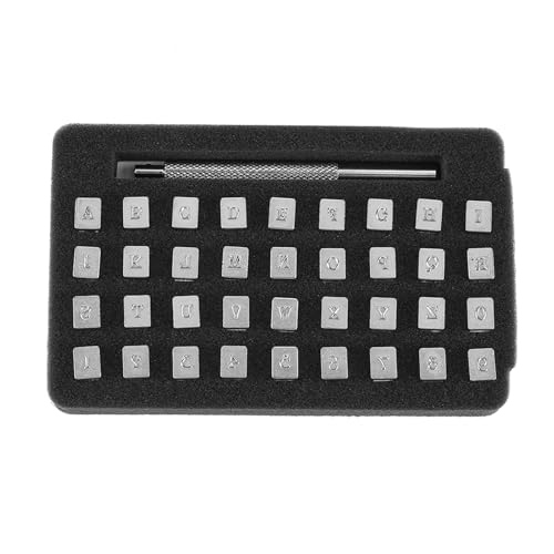 Stahlleder -Buchstabennummer Stamper Stempelwerkzeug, 36 Stcs für Handwerksdruck, aus Legierungsstahl, Bequemer Griff (3 mm) von Hztyyier