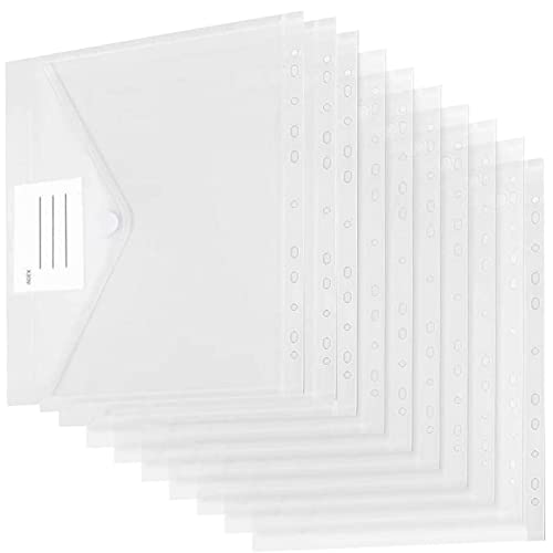Hzyclzh A4 Dokumentenmappe, 10 Stück, Transparent, Weiß, PP-Material, Reißverschluss und Klettverschluss, A4-Größe, 50 Blatt Fassungsvermögen von Hzyclzh