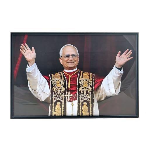 I COUNT CALCOLATRICI Papa Leone XIV Bilderrahmen aus schwarzem Holz mit dekorativem Rand, 20 x 30 cm, Wandmontage, Hoch-/Querformat von I COUNT CALCOLATRICI