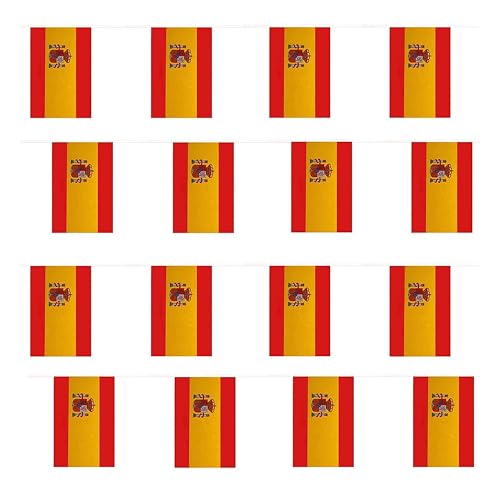 30 m lange spanische Flagge, Wimpelkette, Europa-Party-Dekoration, groß, 20 x 30 cm, wetterfest, Kunststoff-Wimpelkette, spanische Flagge, Veranstaltungs-Banner, Schule, Spanien, Nationaltag 30 m lange spanische Flagge, Wimpelkette, Europa-Party-Dekoration, groß, 20 x 30 cm, wetterfest, Kunststoff-Wimpelkette, spanische Flagge, Veranstaltungs-Banner, Schule, Spanien, Nationaltag von I LOVE FANCY DRESS