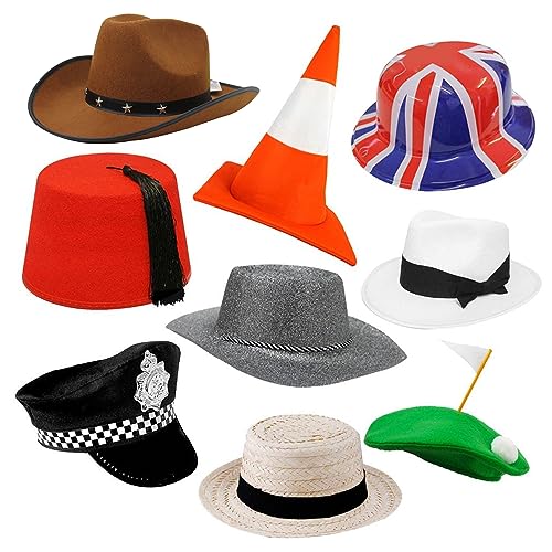 9 Stück Party Photo Booth Prop Hüte Neuheit Verkleidung Kopfbedeckung Lustige Hüte für Geburtstag Abschlussfeier Hochzeit Party Größe 9 Stück von I LOVE FANCY DRESS