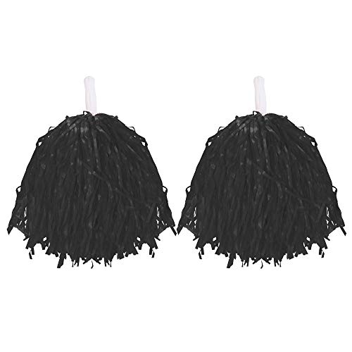 Cheerleader Pompons, Kostüm-Zubehör, leichte Pompons mit Griffen, für Kinder und Erwachsene, Farbe: Schwarz Cheerleader Pompons, Kostüm-Zubehör, leichte Pompons mit Griffen, für Kinder und Erwachsene, Farbe: Schwarz von I LOVE FANCY DRESS