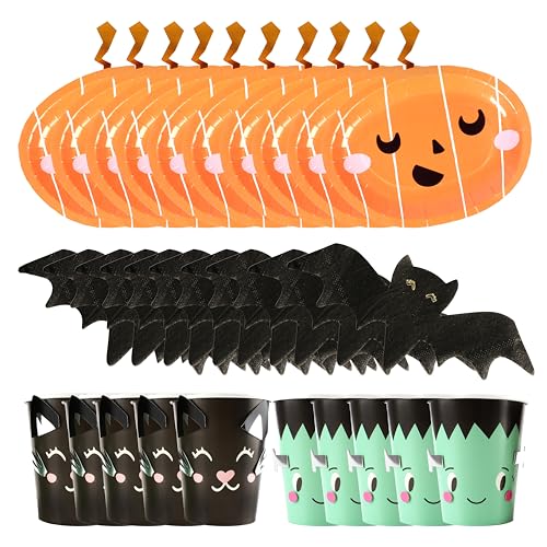 Halloween-Party-Dekoration, 30-teiliges Set, Kürbis-Teller, Fledermaus-Servietten, Halloween-Becher, Kinder-Halloween-Partygeschirr-Dekorationsset Halloween-Party-Dekoration, 30-teiliges Set, Kürbis-Teller, Fledermaus-Servietten, Halloween-Becher, Kinder-Halloween-Partygeschirr-Dekorationsset von I LOVE FANCY DRESS