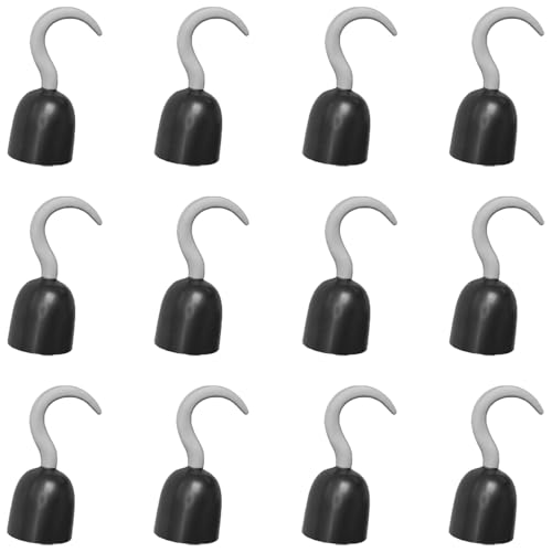 Piratenhaken-Hand, silberfarbene Haken mit schwarzem Schutz, für Erwachsene, Herren, Damen, Freibeuter, Sprechen wie ein Piratentag, Halloween, Kostümzubehör, 12 Stück Piratenhaken-Hand, silberfarbene Haken mit schwarzem Schutz, für Erwachsene, Herren, Damen, Freibeuter, Sprechen wie ein Piratentag, Halloween, Kostümzubehör, 12 Stück von I LOVE FANCY DRESS