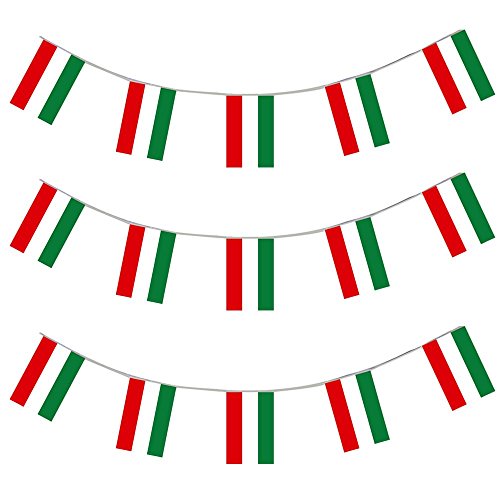 TÜRKEI LÄNDER FLAGGEN = = VON ILOVEFANCYDRESS®=DIE GIRLANDE IST 10 METER LANG UND JEDE EINZELNE FLAGGE HAT DIE MAßE VON 20X30cm =SUPER FLAGGEN FÜR JEDE ART DER DEKORATION ODER SPORT +FAN/PARTY DEKORATION = ALLE FLAGGENKETTEN SIND AUS PLASTIK UND ERHALTBAR IN 3 VERSCHIEDENEN MENGEN = SUPER FÜR AUSSEN DEKORATION UND SIND AUF ANFRAGE AUCH IN GRÖßEREN MENGEN ERHALTBAR==1 X UNGARN von I LOVE FANCY DRESS