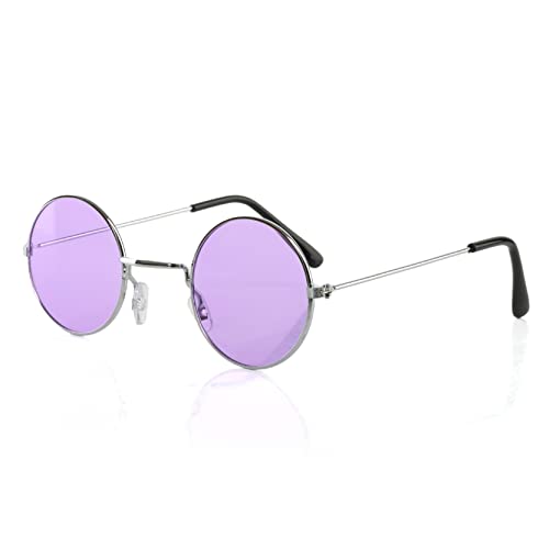Violette runde Hippie-Brille im Stil der 70er und 1960er Jahre, Disco-, Hippie-, Lennon-, 70er- und 60er-Jahre-Band, Kostüm-Accessoire, Osbourne-, Hipster-Sonnenbrille - 1 Stück Violette runde Hippie-Brille im Stil der 70er und 1960er Jahre, Disco-, Hippie-, Lennon-, 70er- und 60er-Jahre-Band, Kostüm-Accessoire, Osbourne-, Hipster-Sonnenbrille - 1 Stück von I LOVE FANCY DRESS