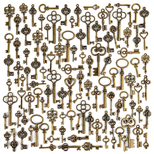 I LOVE MOM 200 Stk Vintage Schlüssel Anhänger Skelett Schlüssel Deko für Halskette Herstellen Schmuck Schlüssel zum Basteln DIY Dekoration Weihnachten Party von I LOVE MOM