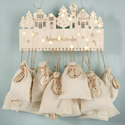 I LOVE MOM Adventskalender zum Befüllen – 24 Stoffbeutel & 24 Holz Zahlenanhänger – Wiederverwendbarer Adventskalender zum Selber Befüllen, DIY Weihnachtsdeko I LOVE MOM Adventskalender zum Befüllen – 24 Stoffbeutel & 24 Holz Zahlenanhänger – Wiederverwendbarer Adventskalender zum Selber Befüllen, DIY Weihnachtsdeko von I LOVE MOM