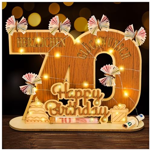 I LOVE MOM Geldgeschenk Geburtstag Holz - Personalisierte Geburtstagsdekoration aus Holz,DIY-Digitales Geburtstagsgeschenk für Geschenke, Hochzeiten, Partys, Geburtstage, Jubiläum（70 Jahre alt） von I LOVE MOM