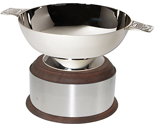 I LUV LTD Silver Plated Scottish 4" Quaich Celtic Handle On Wooden Plinth Wedding Gift Possible for Engraving von I LUV LTD