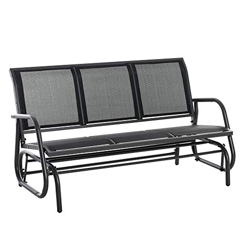 Gartenschaukel 3-Sitzer wetterfest Metall Schaukelbank Outdoor Gartenbank Balkon Terrasse Relaxstuhl stabil 300kg Schaukelfunktion Netzstoff Rückenlehne (147x75x85cm) von I0I&I0I