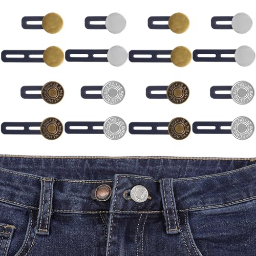 IANFAN 16 Stück Hosenbunderweiterung Knopf, Verstellbarer Hosenknopf Verlängerung Hosenerweiterung Schwangerschaft Hosen Expander Button für Jeans von IANFAN
