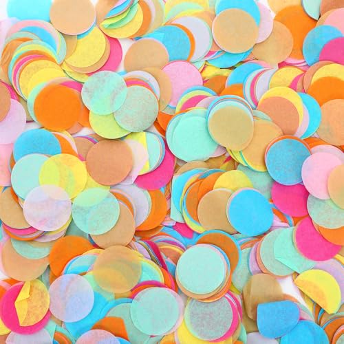IANFAN Konfetti Bunt 80g, Rund Konfetti 2.5cm Groß Mehrfarbig Papier Pastell Confetti Rund Tischdek Streudeko Tischdeko zum Befüllen Luftballons Geschenkbox für Geburtstag Feier Party Hochzeit von IANFAN