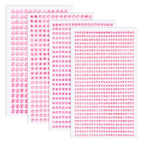 IANFAN Glitzersteine Selbstklebend, 7 Blatt Rosa Strasssteine Schmucksteine 3/4/5/6mm Glitzer Basteln Diamanten für Gesichts-Make-Up Fingernagel Dekorationen Und Urlaubszubehör von IANFAN