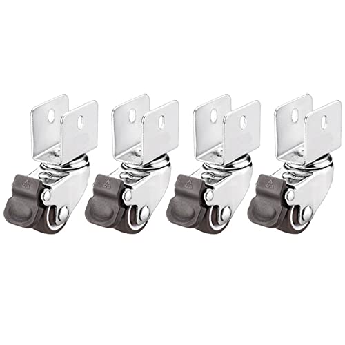 1 Zoll Weichgummi Rollen mit Bremse 16-18mm Lenkrollen Möbelbeschläge 4 Stück (N0.3,18mm) von IANHUASH