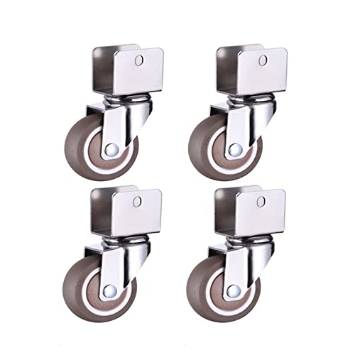 Möbelrollen 1,5 Zoll mit Klemme für Schrank mit Bremse, weiche Gummi-Lenkrollen für Möbel, 4 Stück (N0,1,16 mm) von IANHUASH