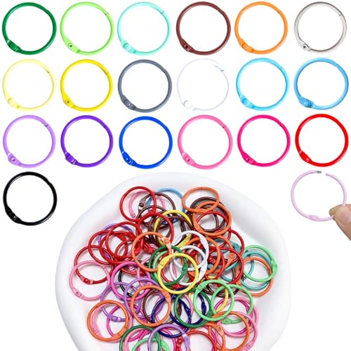 Buchringe,100pcs Ringbinder,Buchbinderinge,Binder Ringe,Metall Buchbinderinge Loseblatt Verbinder,Karteikarten Ring,Loseblatt Verbinder für Fotoalbum,Metall Binder Ringe von IATAHI