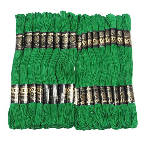 IBA Indianbeautifulart 25 Pcs Green Cotton Fadenstich Skein Needlepoint Sewing Floss Stickerei von IBA Indianbeautifulart